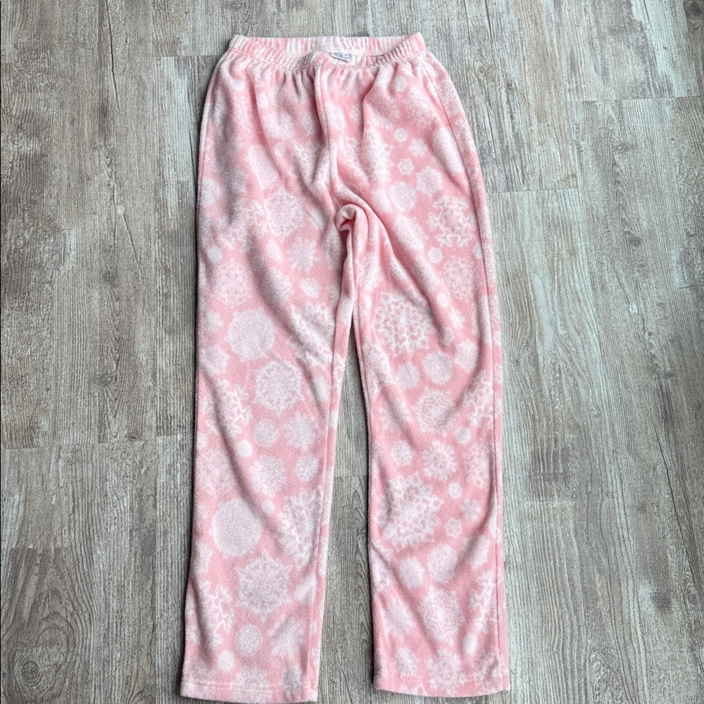 Fuzzy Soft Pink & White Snowflake Pajama Pants~Small - Picture 2 of 6